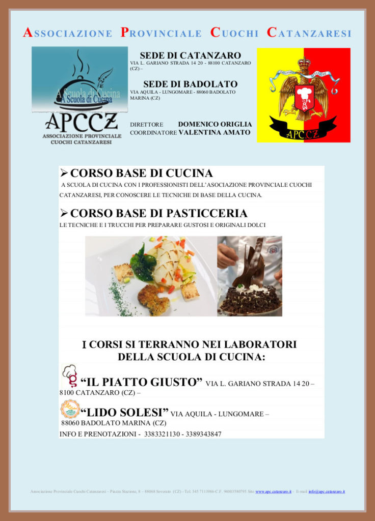 A Scuola Di Cucina Con L Apc Cz Associazione Provinciale Cuochi Catanzaresi